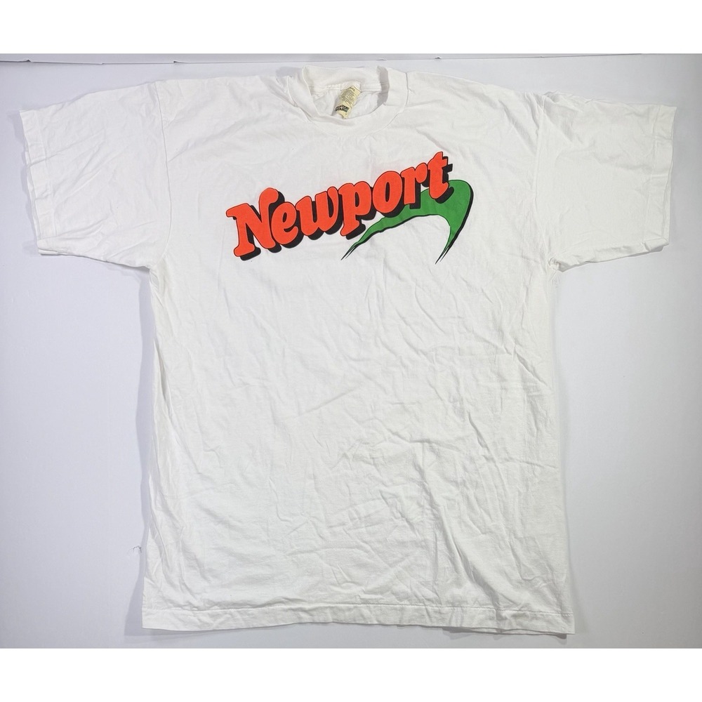 Vintage 90s Newport Cigarettes Promo T Shirt Screen Stars White Advertising Tee